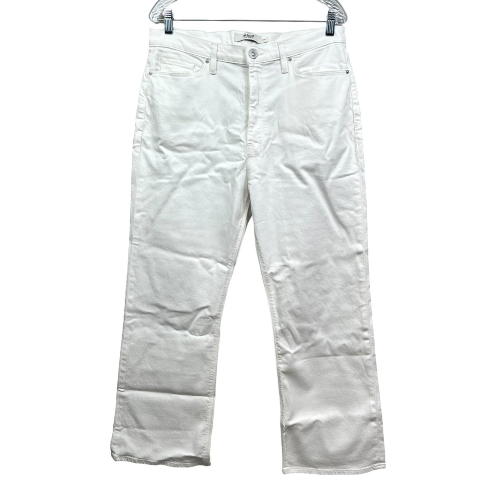 Hudson Women Jeans Barbara Bootcut Crop Stretch 5 Pocket Hi Rise Zip White 34*